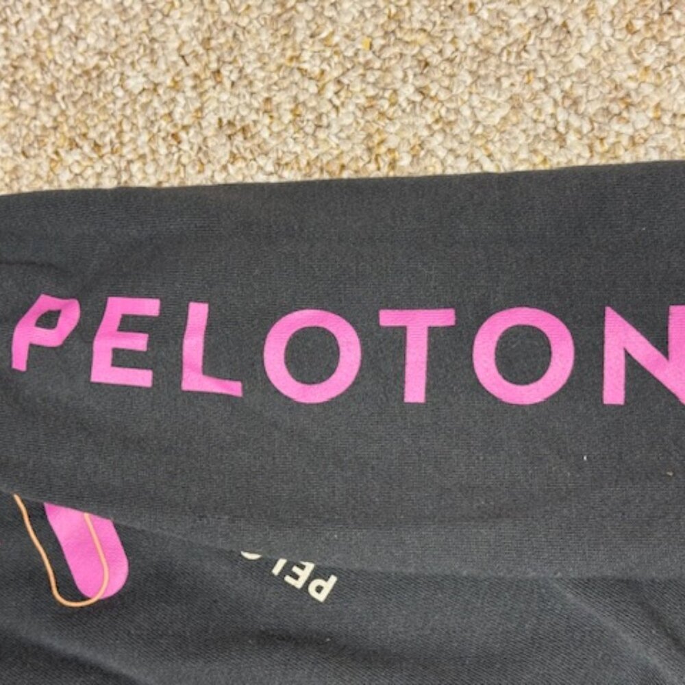 PELOTON ultimate fleece full zip hoodie black charcoal logo tie dye Sz Small - Picture 11 of 11